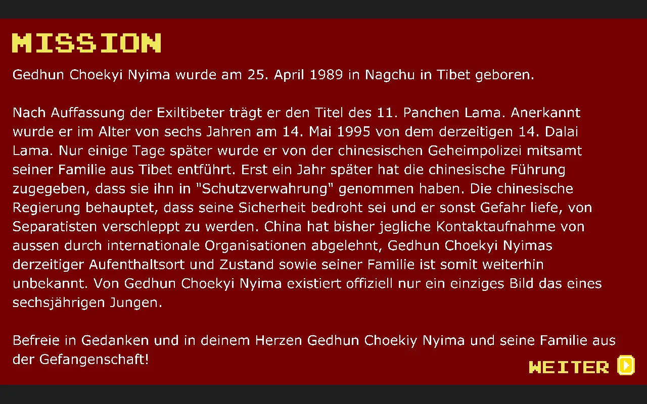NYIMA: Missionstext zu Gedhun Choekyi Nyima