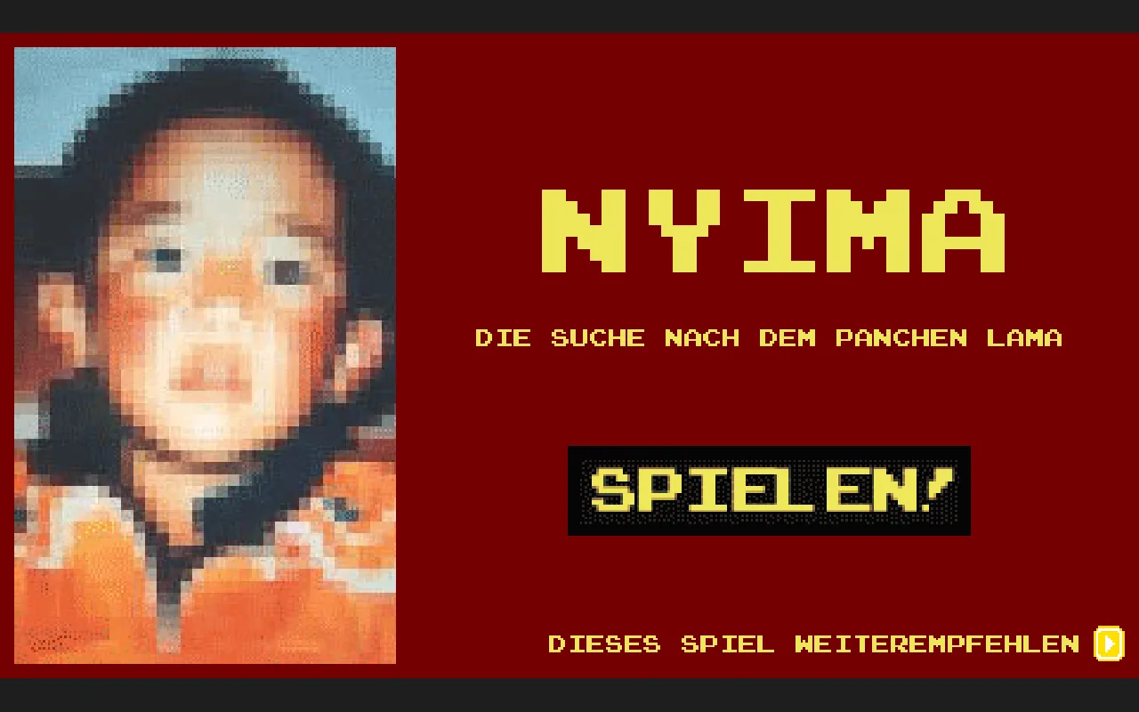 NYIMA: Titelbild mit Spielen-Button